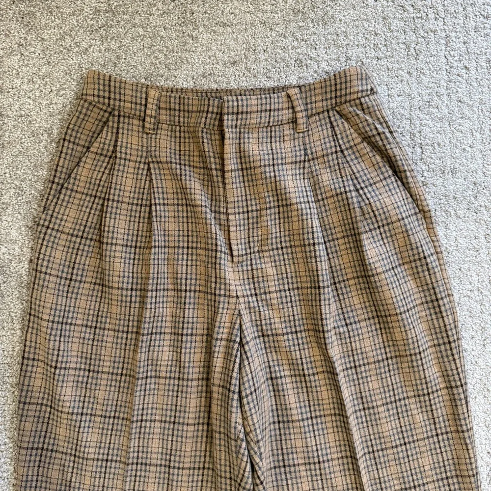 Madewell Turner Tapered Pant Brown Plaid Trousers 4 Academia Collegiate Preppy